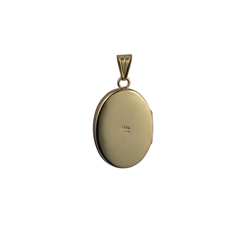 9ct Gold 26x19mm half hand engraved flat oval Locket - Image 3