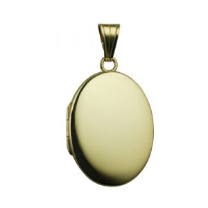 18ct Gold 26x19mm plain flat oval Locket