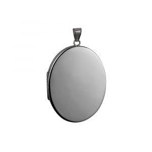 Silver 45x36mm plain flat oval Locket