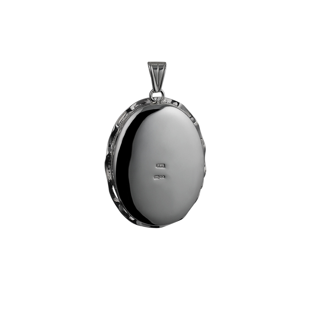 Silver 37x28mm hand engraved butterfly oval fancy wire edge Locket - Image 3
