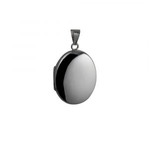 Silver 30x24mm plain oval Locket