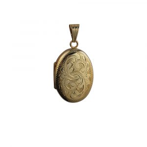 9ct Gold 27x20mm hand engraved Mirraculous medal oval Locket