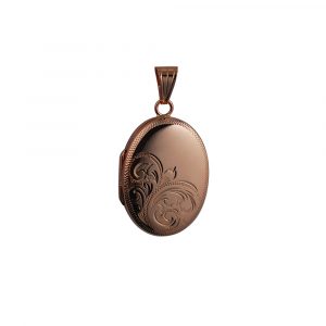 9ct Rose Gold 27x20mm half engraved oval Locket