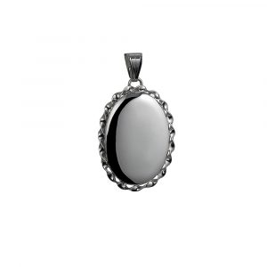 Silver 29x22mm plain oval twisted wire edge Locket