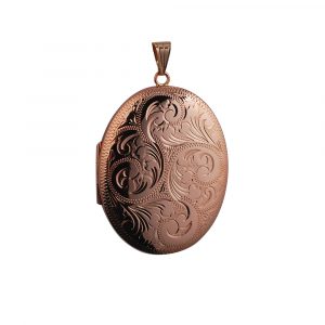 9ct Rose Gold 45x35mm hand engraved oval Locket