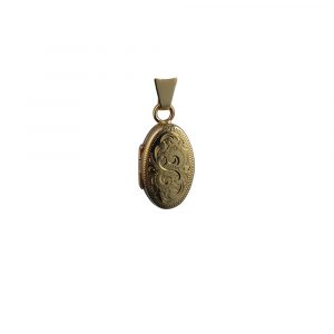 9ct Gold 18x11mm hand engraved oval Locket