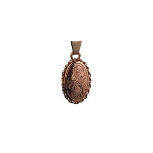 9ct Rose Gold 20x13mm hand engraved oval twisted wire edge Locket