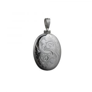 Silver 35x26mm handmade hand engraved oval Memorial Locket