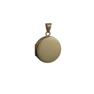 9ct Gold 23mm plain round flat Locket