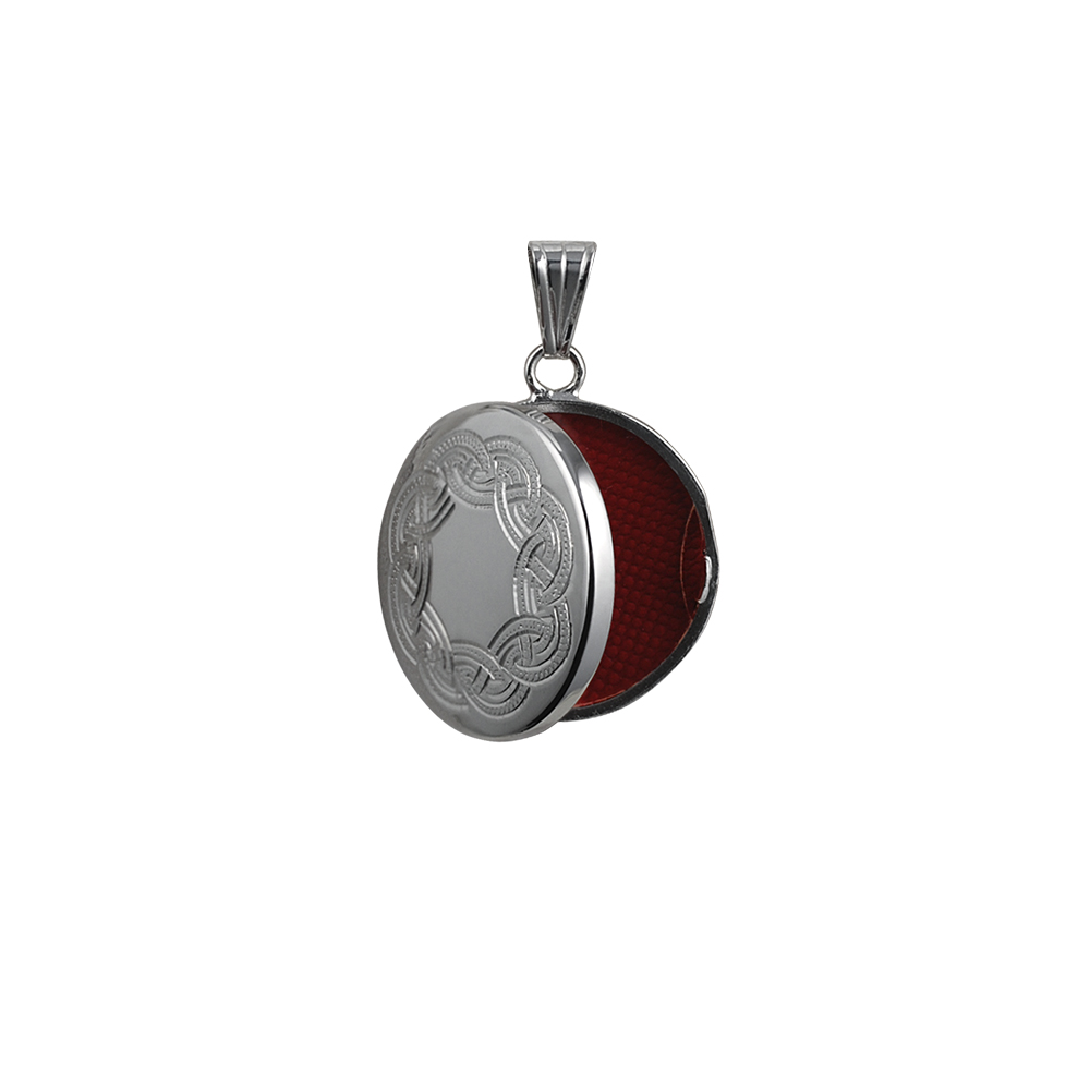 Silver 23mm round flat Celtic hand engraved Locket - Image 2