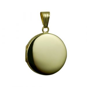 18ct Gold 23mm plain round flat Locket