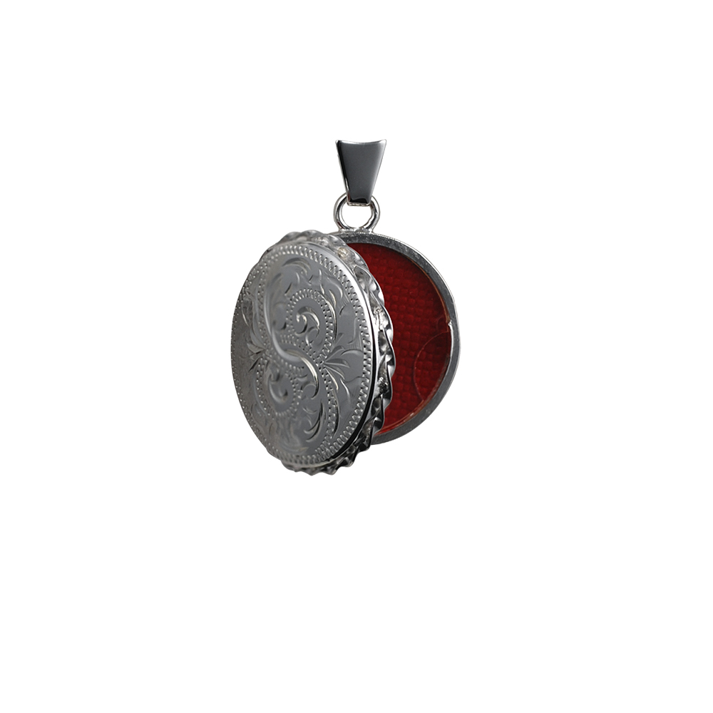 Silver 22mm hand engraved twisted wire edge flat round Locket - Image 2