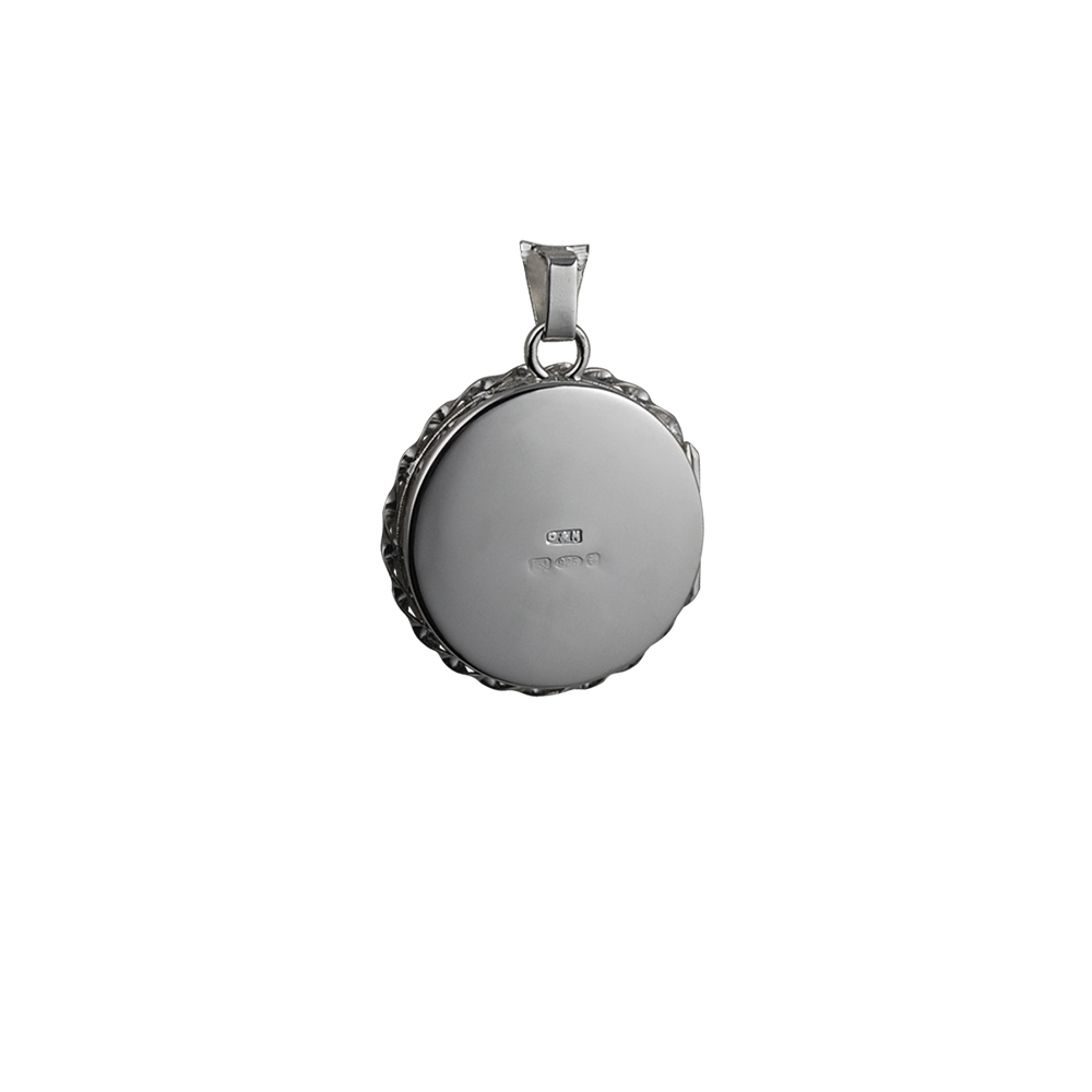 Silver 22mm hand engraved twisted wire edge flat round Locket - Image 3