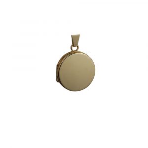 9ct Gold 20mm plain flat round Locket
