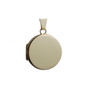 18ct Gold 20mm plain flat round Locket