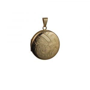 9ct Gold 29mm hand engraved round Locket