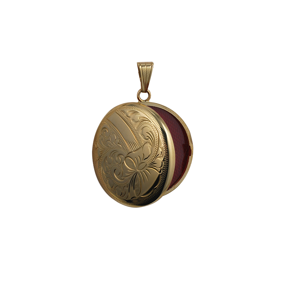 9ct Gold 29mm hand engraved round Locket - Image 2
