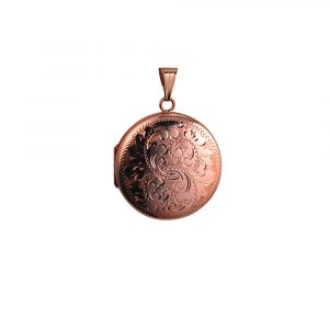 9ct Rose Gold 29mm hand engraved round Locket