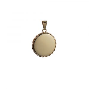9ct Gold 25mm plain twisted wire edge flat round Locket