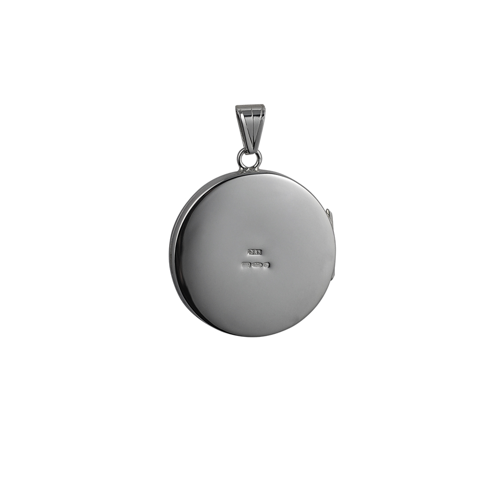 Silver 29mm half hand engraved flat round Locket - Image 3