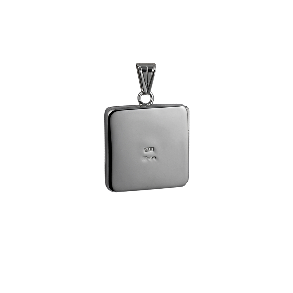 Silver 22mm celtic engraved flat square Locket - Image 3