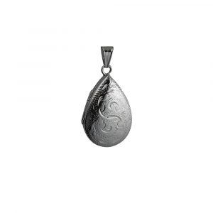 Silver 30x20mm hand engraved teardrop Locket