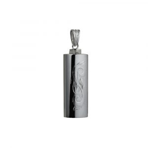 Silver 33x13x10mm handmade traditional scroll engraving oval Memorial Cylinder