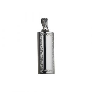 Silver 33x13x10mm handmade hand engraved scroll edge plain centre oval Memorial Cylinder