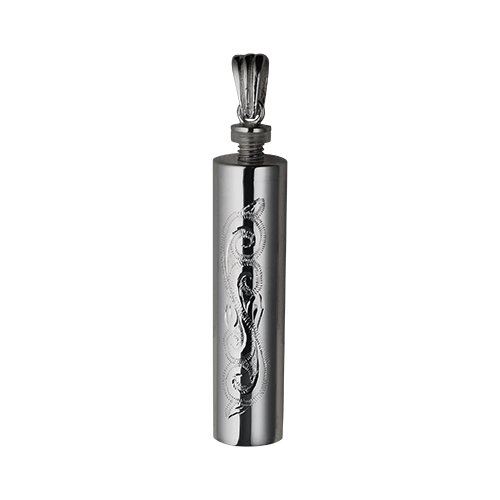 Silver 43x11mm handmade traditional scroll engraving round Memorial Cylinder - Image 2