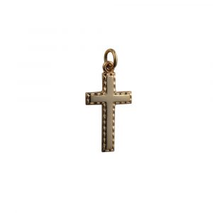 9ct Gold 25x25mm Plain with embossed border Cross