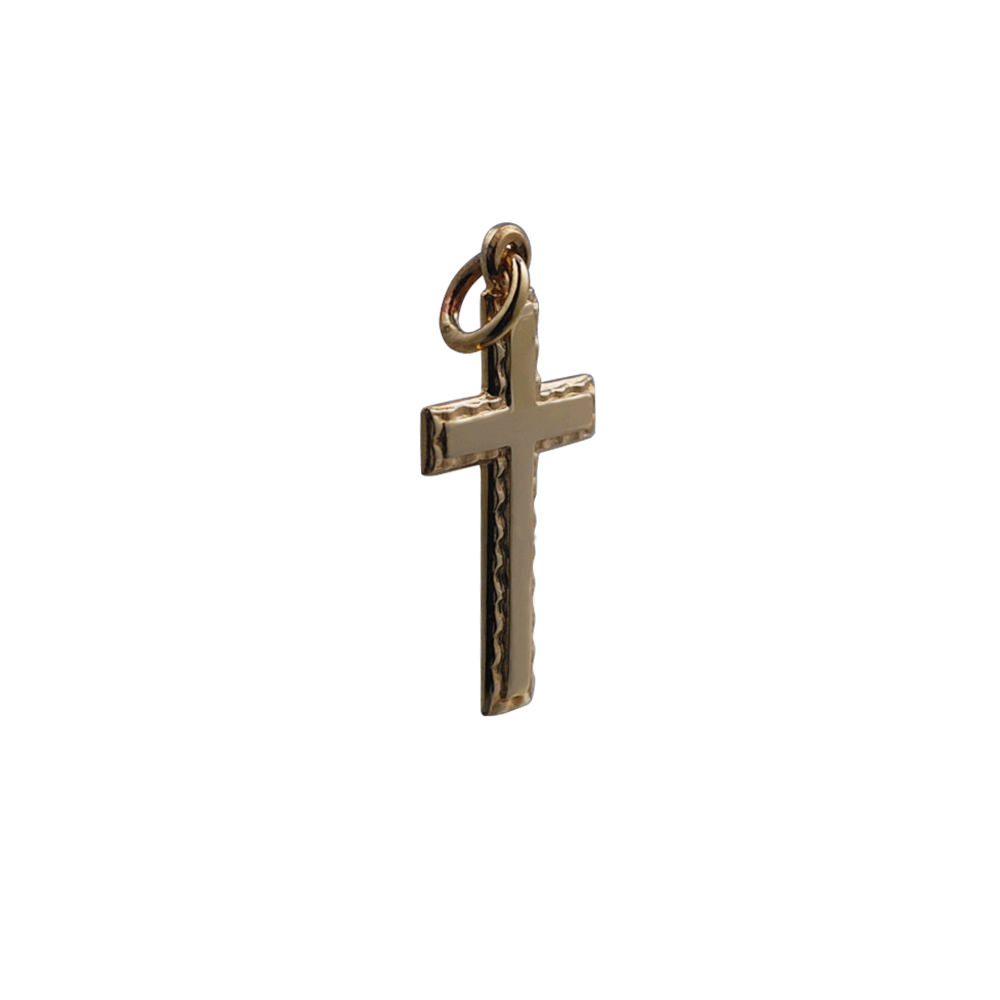 9ct Gold 25x25mm Plain with embossed border Cross - Image 3