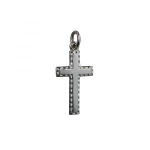 Silver 25x25mm Embossed Border Latin Cross