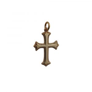 9ct Gold 26x19mm Plain with embossed border Cross