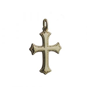 18ct Gold 26x19mm Plain with embossed border Cross