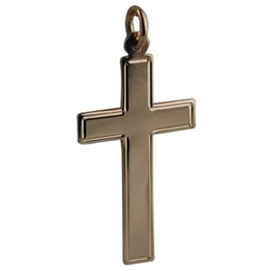9ct Gold 34x19mm line border Flat Latin Cross