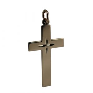 9ct Gold 34x19mm diamond cut star Flat Latin Cross