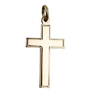9ct Gold 25x15mm line border Flat Latin Cross