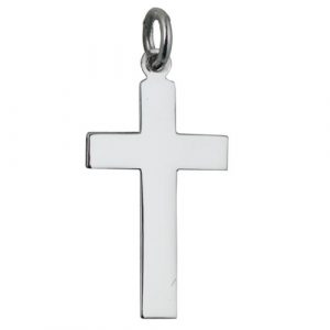 9ct White Gold 24x14mm Plain Flat Latin Cross