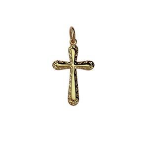 9ct Gold 21x15mm Plain with embossed border Cross