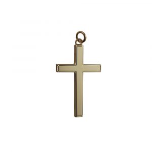 9ct Gold 40x25mm line border Solid Block Cross