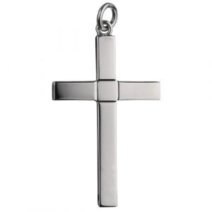 Silver 40x25mm engine turned centre square block Cross