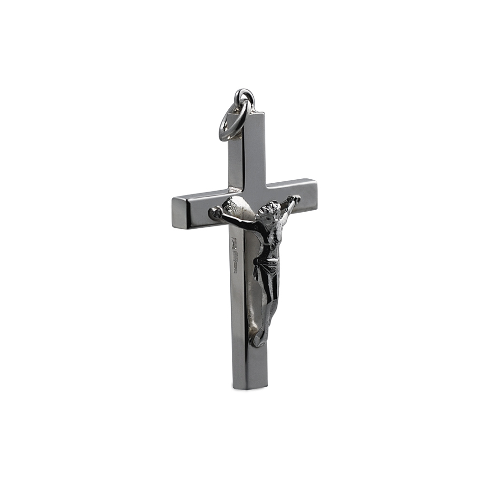 Silver 40x25mm Solid Block Crucifix Cross - Image 2