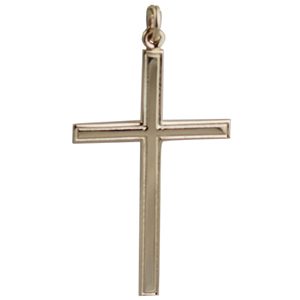 9ct Gold 40x29mm Line border Flat Cross
