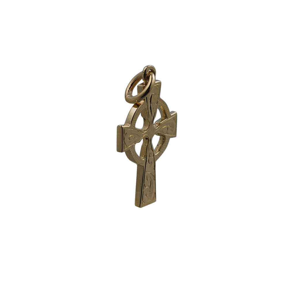 9ct Gold 23x16mm hand engraved Celtic Cross - Image 3