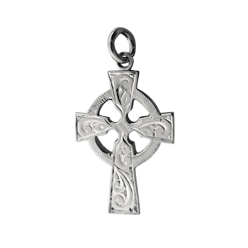 Silver 28x20mm hand engraved Celtic Cross
