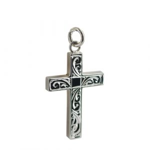 Silver 30x20mm line border Solid Block Cross
