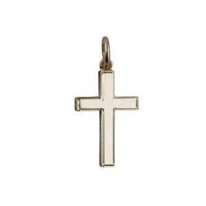 9ct Gold 20x13mm line border Solid Block Cross