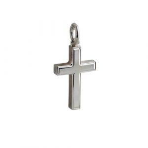 Silver 20x13mm line border Solid Block Cross