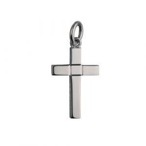 Silver 20x13mm engine turned centre square block Cross