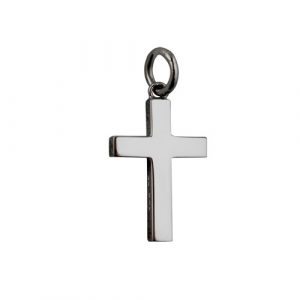 9ct White Gold 20x13mm Plain Solid Block Cross